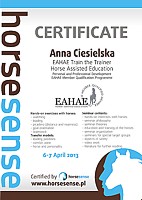 Certyfikat Trenerski HAE Anny Ciesielskiej