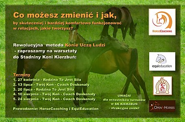 Terminy innowacyjnych warsztatów Konie Uczą Ludzi w Stadninie Koni Kierzbuń - nie możesz tego przegapić!